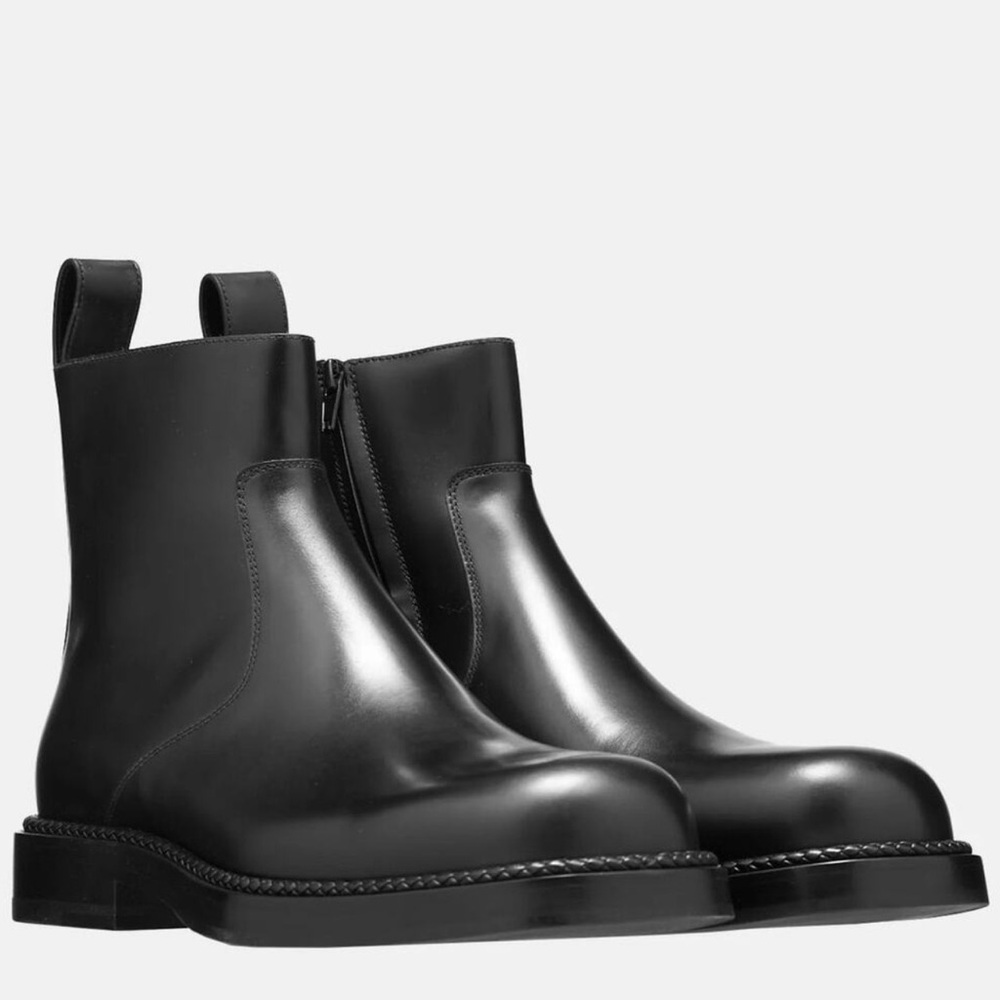 Bottega Veneta Strut Leather Ankle Boots Classic Italy Luxury Elegant Sz 12